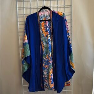 Blue Tie Dye Arab Turkish Cover Up Kaftan 100% Cotton